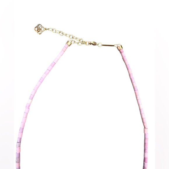 Kendra Scott Beatrix Long Beaded Pendant Necklace Pink Howlite Stone in Gold - Picture 5 of 7